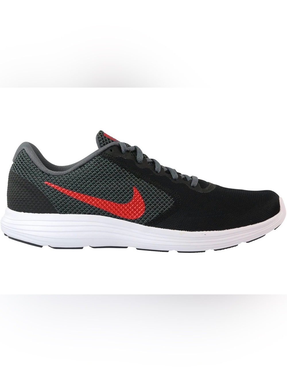 Nike Revolution 3  Black/University Red/Dark Grey Men’s Running Shoe-Size 8.5